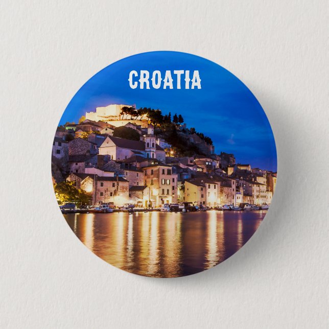 Croatian town Sibenik at night 6 Cm Round Badge (Front)