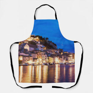 Croatian town Sibenik at night. Apron