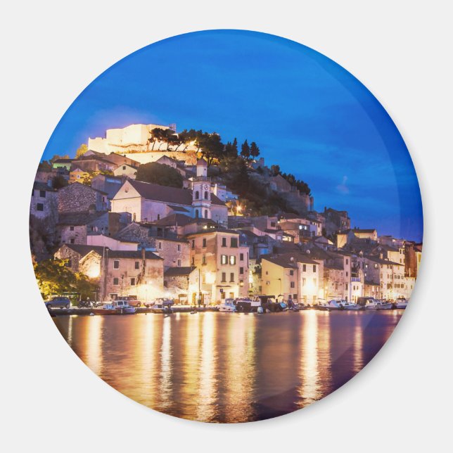 Croatian town Sibenik at night Magnet (Front)