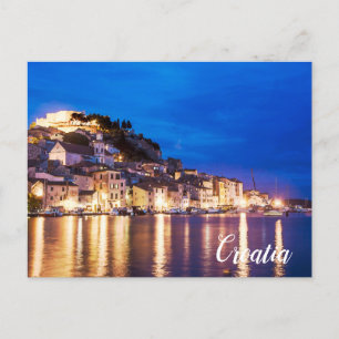 Croatian town Sibenik at night Postcard