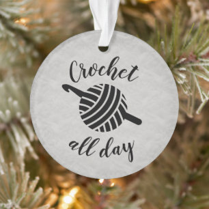 Crochet All Day • Yarn Ball & Hook Crafts Ornament