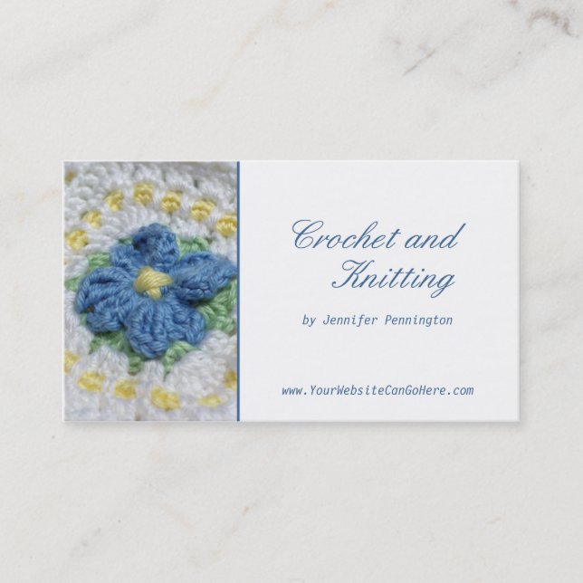 Crochet and Knitting customisable business card (Front)