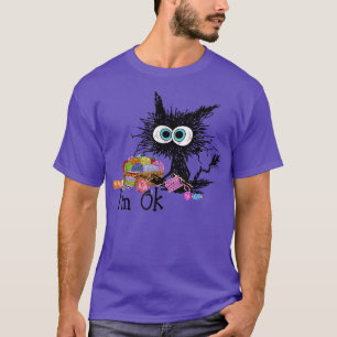 Crochet And Knitting I'm Ok  Funny Cat Crochet Kni T-Shirt