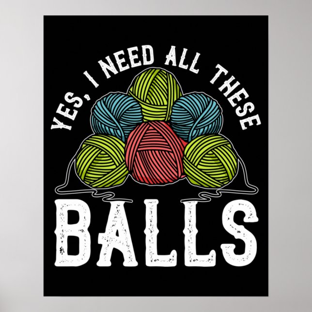 Crochet And Knitting Yarn Crocheting Knitting Day Poster (Front)