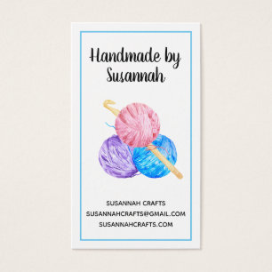 Crochet and Yarn Handmade Blue Craft Business Card