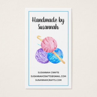 Crochet and Yarn Handmade Blue Craft Business Card