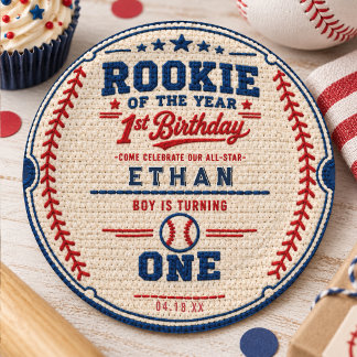 Crochet Baseball Ticket 1st Birthday baby boy Paper Plate