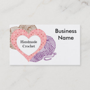 Crochet biz Card with yarns and Heart Shaped logo