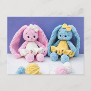 Crochet Bunny Friends – Collectable Art Postcard