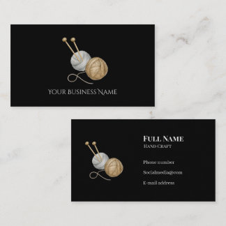 Crochet Business Card with Yarn Balls & Needles