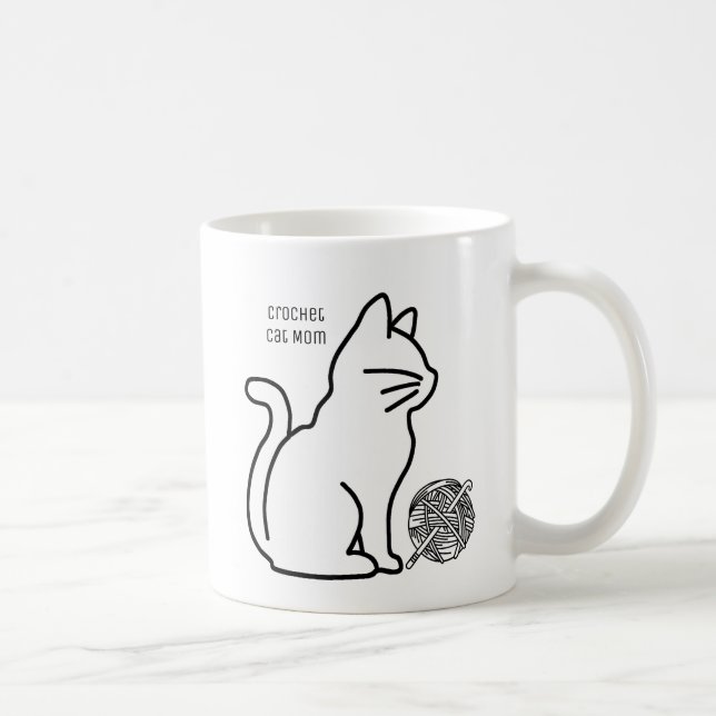 Crochet Cat Mum Line Art Coffee Mug (Right)
