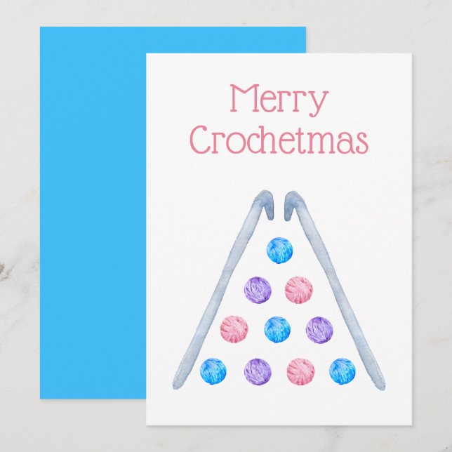 Crochet Christmas Watercolor Yarn Holiday Card (Front/Back)
