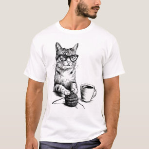 Crochet Coffee & Cats - Crochet Cat Lover  T-Shirt