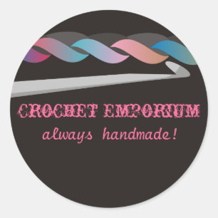 crochet crafting fashion toys gift package labe... classic round sticker
