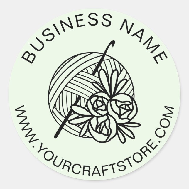 Crochet Crocheting Website Custom Business Name Classic Round Sticker (Front)