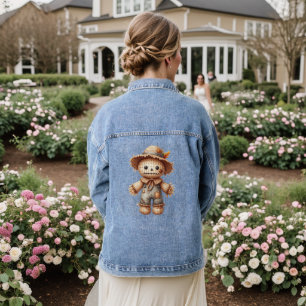 Crochet Cute Scarecrow Denim Jacket