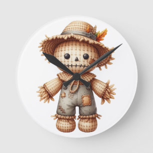 Crochet Cute Scarecrow Round Clock