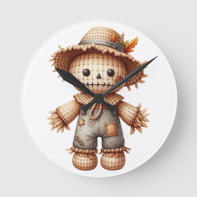 Crochet Cute Scarecrow Round Clock (Front)