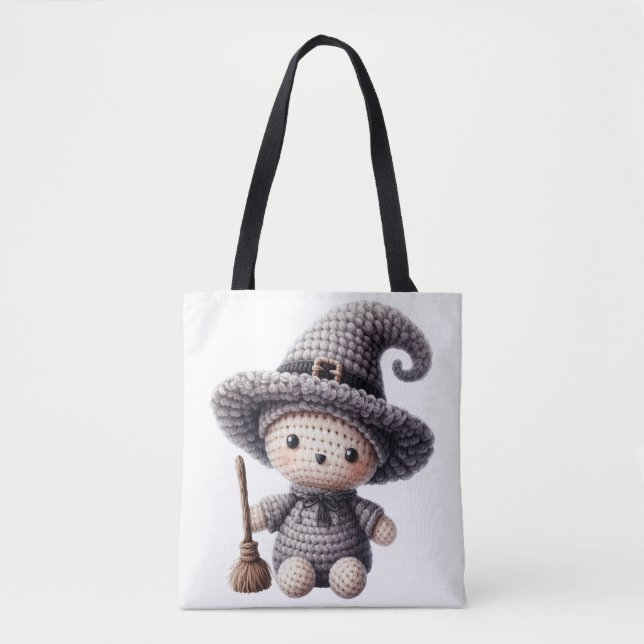 Crochet Cute Witch Tote Bag (Front)