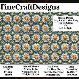 Crochet Daisy Granny Squares Pattern BN8 Decoupage Tissue Paper