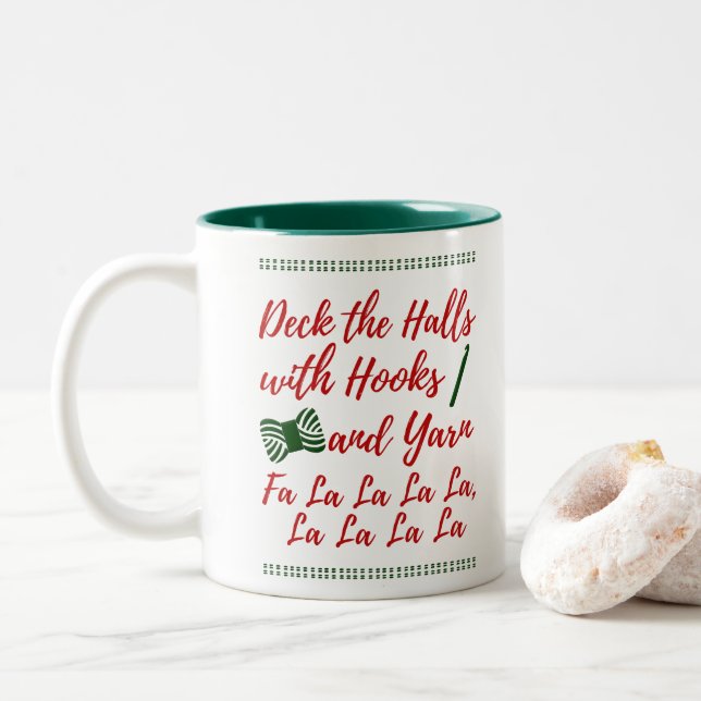 Crochet • Deck the Halls Hooks + Yarn Crafts Two-Tone Coffee Mug (With Donut)