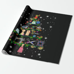 Crochet Equipments Christmas Tree Covered Lights Wrapping Paper