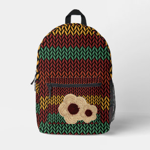 Crochet fabric pattern printed backpack
