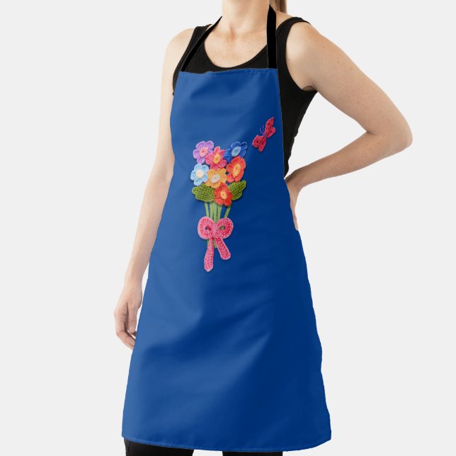 Crochet Flower Bouquet Print Keychain Apron (Insitu)