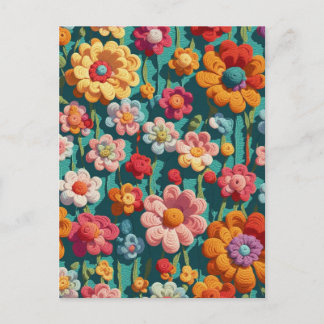 Crochet flowers postcard