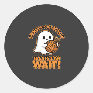 Crochet Ghost Yarn Halloween Design Classic Round Sticker