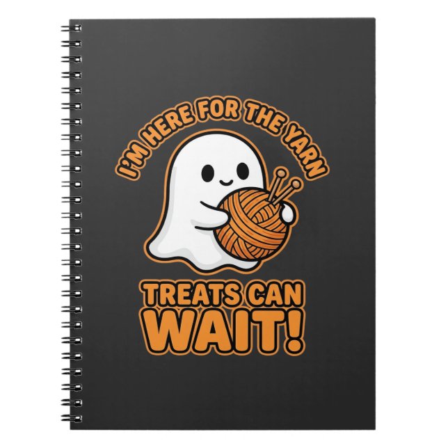 Crochet Ghost Yarn Halloween Design Notebook (Front)