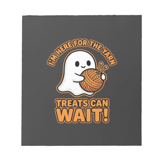 Crochet Ghost Yarn Halloween Design Notepad (Front)