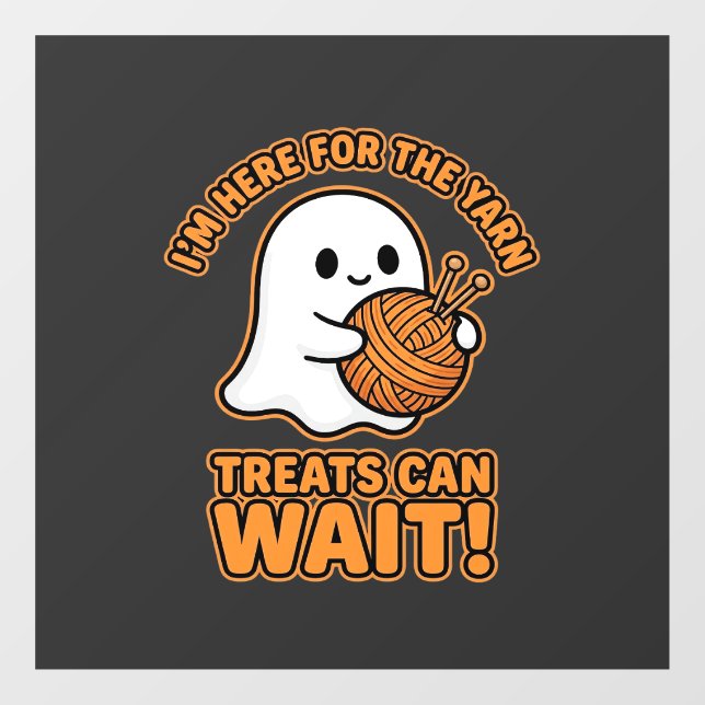 Crochet Ghost Yarn Halloween Design Window Cling (Sheet)