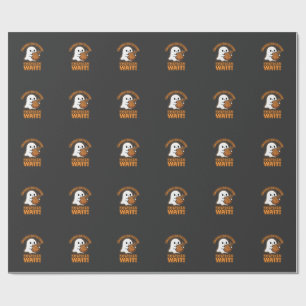 Crochet Ghost Yarn Halloween Design Wrapping Paper