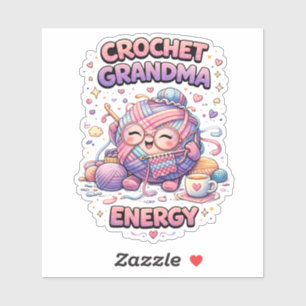 Crochet Grandma Energy Custom-Cut Vinyl Sticker