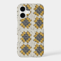 Crochet granny square yellow and grey