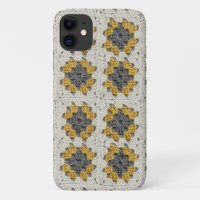 Crochet granny square yellow and grey