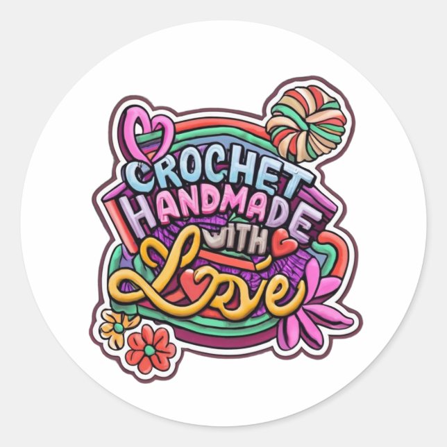 crochet handmade with love sticker (Front)