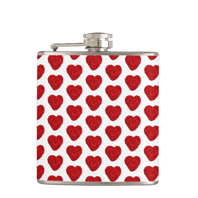 Crochet Handmade Yarn Heart Crafts Hip Flask (Front)