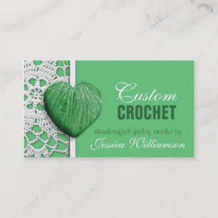 Crochet - Heart Shaped Yarn Green Business Cards