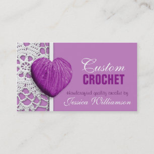 Crochet - Heart Shaped Yarn Purple Business Cards