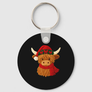 Crochet Highland Cow Christmas Winter Girly Kids T Key Ring
