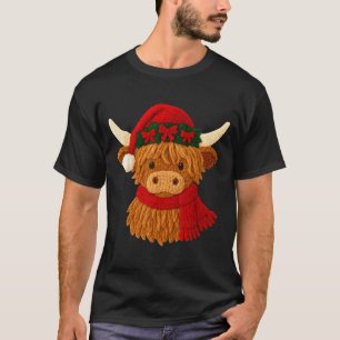 Crochet Highland Cow Christmas Winter Girly Kids T T-Shirt