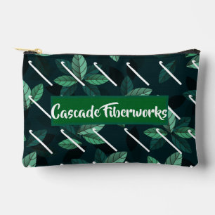 Crochet Hook and Leaves crafting travel zip pouch