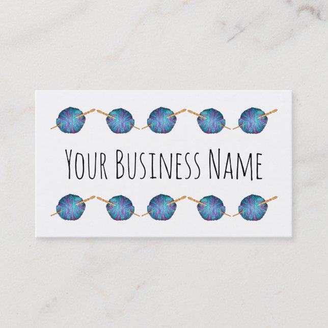 Crochet hook and yarn personalised, your business business card (Front)