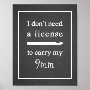 Crochet Hook License Craft Room Dark Poster