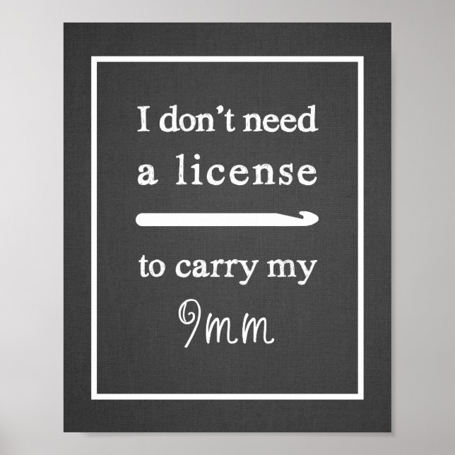 Crochet Hook License Craft Room Dark Poster (Front)