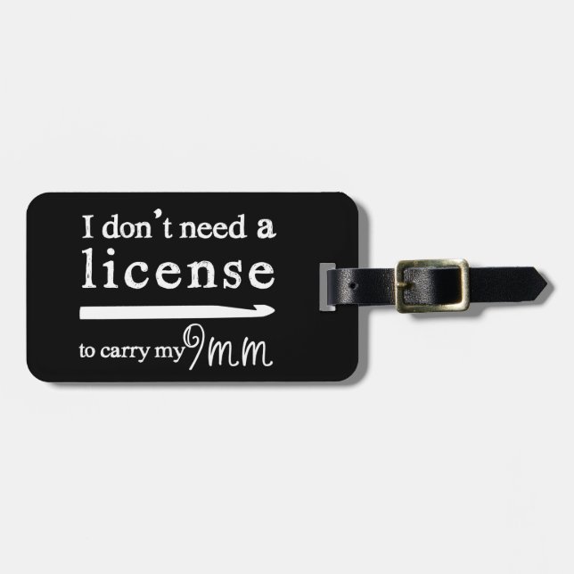 Crochet Hook License Crafts{Dark} Luggage Tag (Front Horizontal)