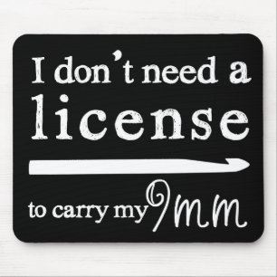 Crochet Hook License Crafts Dark Mouse Mat