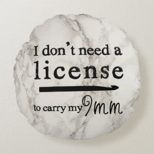 Crochet Hook License Crafts Marble Design Round Cushion